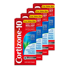 Cortizone-10 maximum-strength soothing aloe tube application provides quick itch relief on irritated skin.