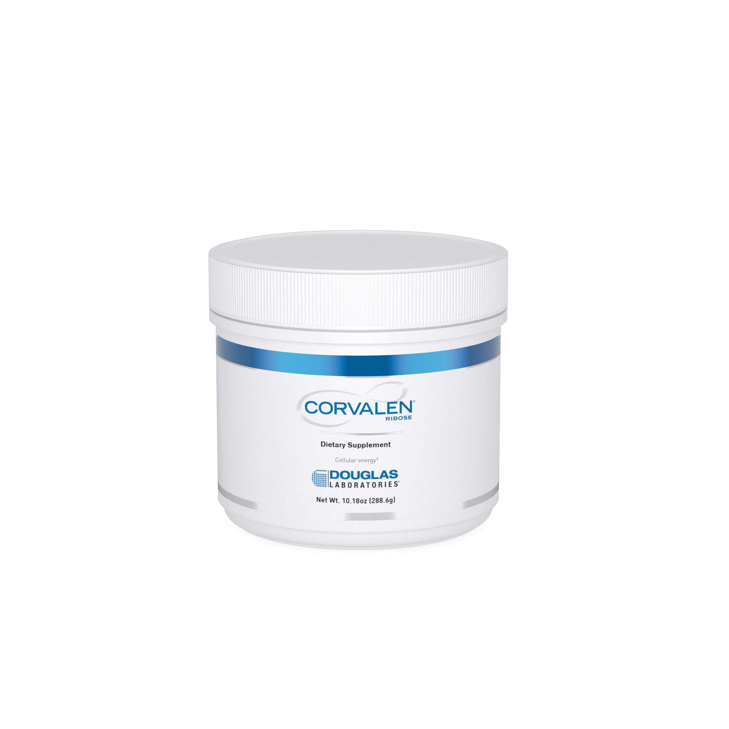 Corvalen D-ribose powder in scoop on white background