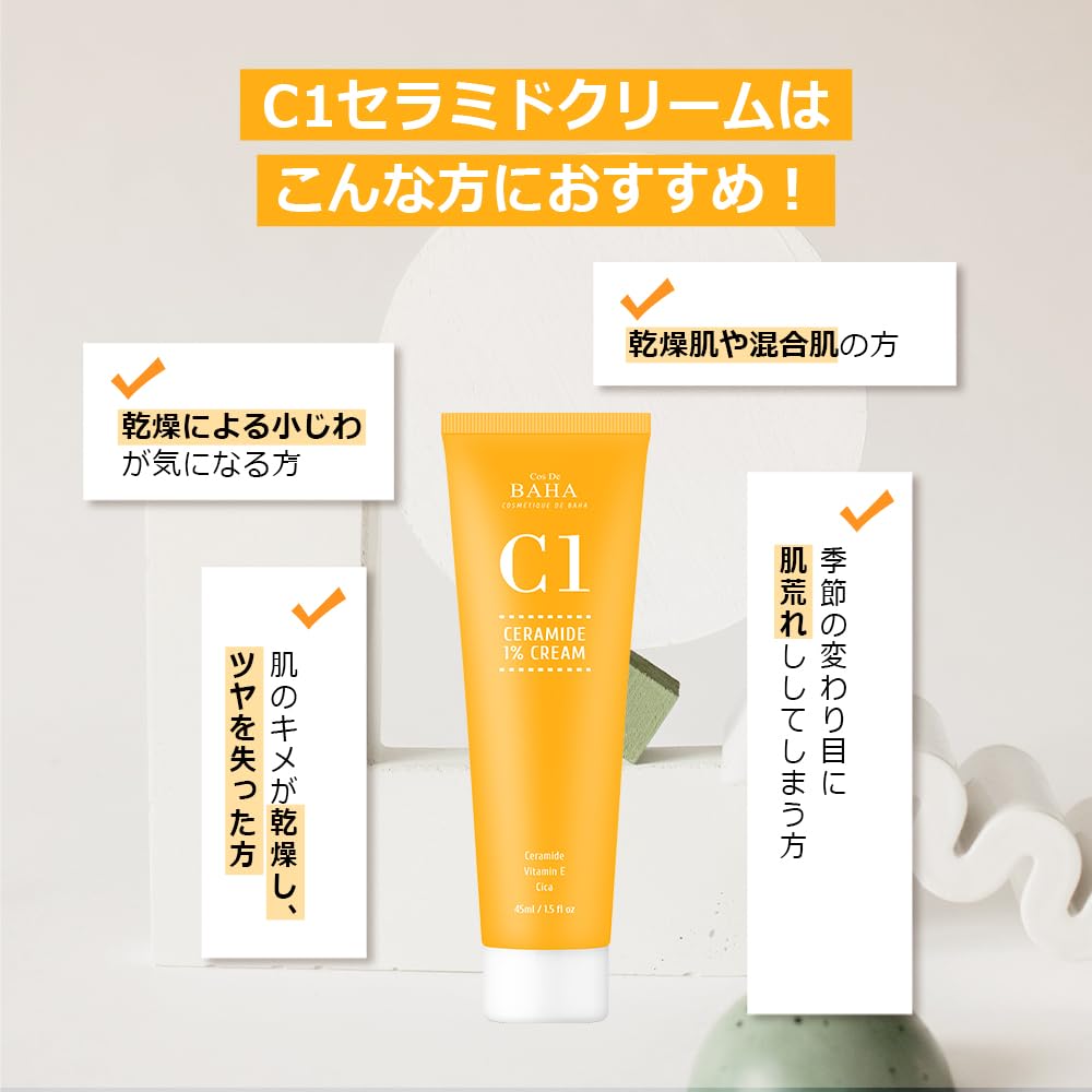 Cos De BAHA Ceramide Gel Cream 1% packaging close-up shows labeling variations