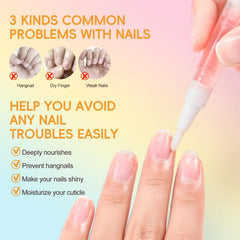 COSCELIA cuticle oil pen on nails delivering cuticle repair and hydration.