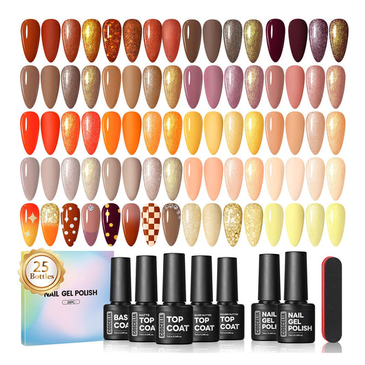 COSCELIA nude brown gel nail polish set in a versatile palette for elegant looks
