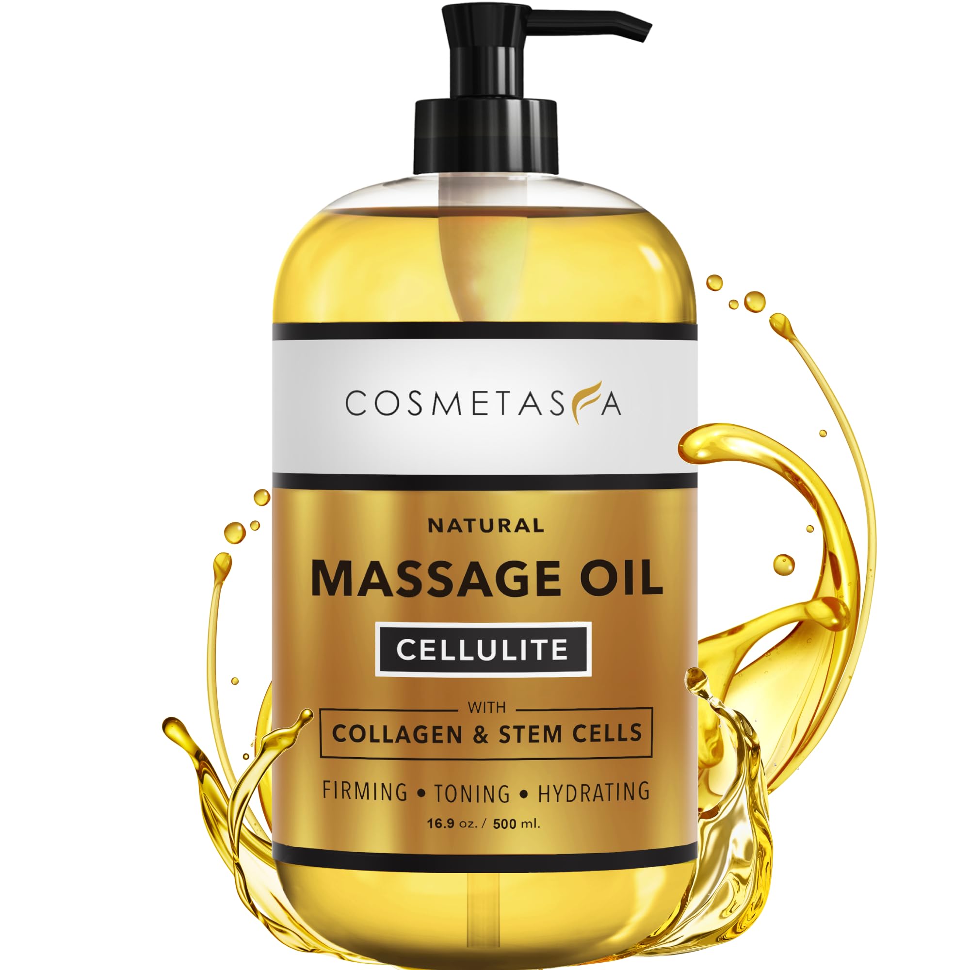 Cosmetasa cellulite massage oil bottle, 16.9 oz