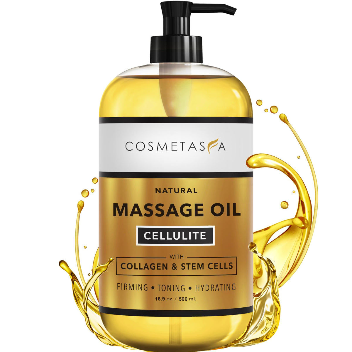 Cosmetasa cellulite massage oil bottle, 16.9 oz