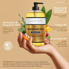 Applying Cosmetasa cellulite massage oil to skin