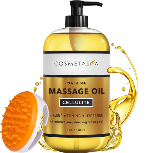 Cosmetasa Cellulite Massage Oil bottle with Massager Mitt