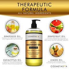 Close-up of grapeseed oil and essential oils
