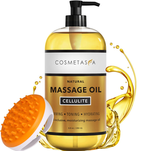 Cosmetasa cellulite massage oil with massager mitt bottle, 8.8 oz