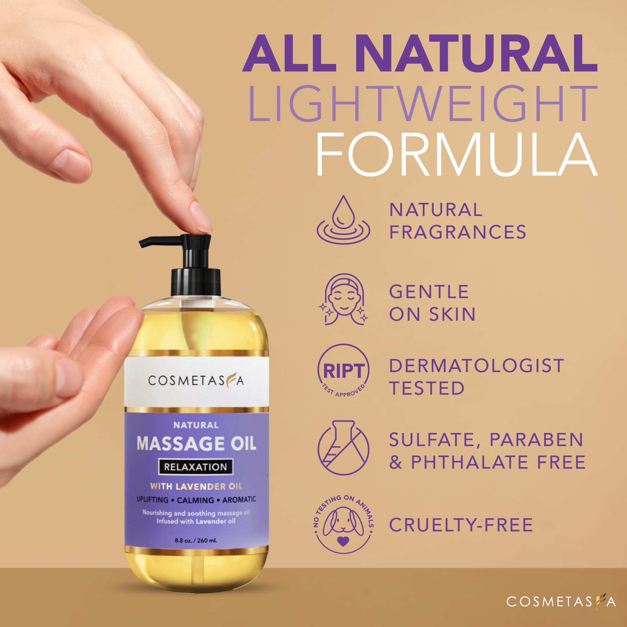 Packaging box for Cosmetasa Lavender Massage Oil