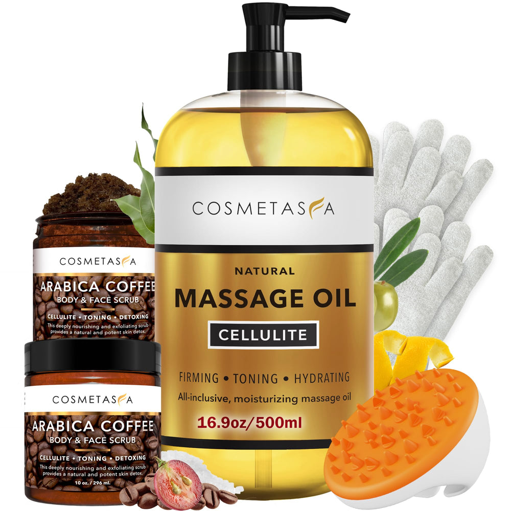 Cosmetasa Massage Oil Kit hero image showing all components