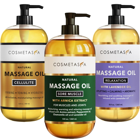 Cosmetasa Arnica & Peppermint massage oil bottle for sore muscles