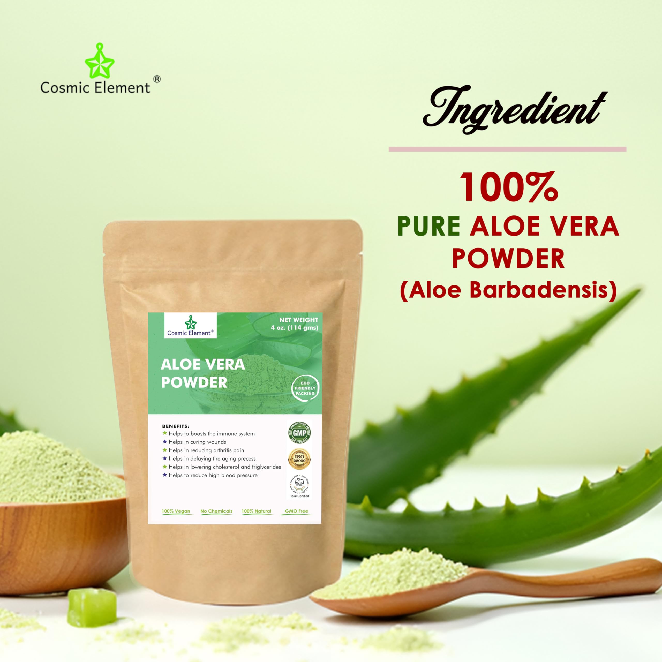 Cosmic Element Aloe Vera Powder for face and body moisturizer.