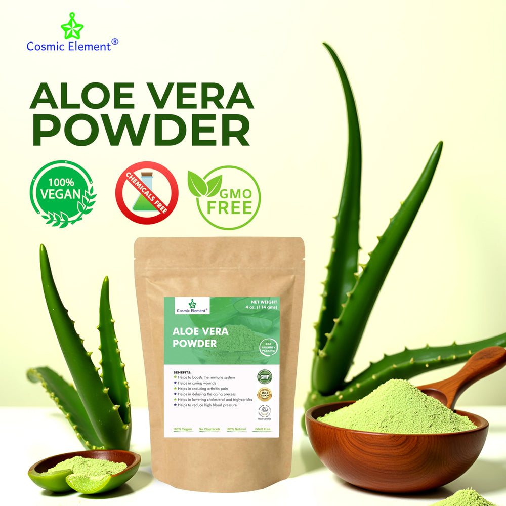 Cosmic Element Organic Aloe Vera Powder vegan formula ideal for skincare.