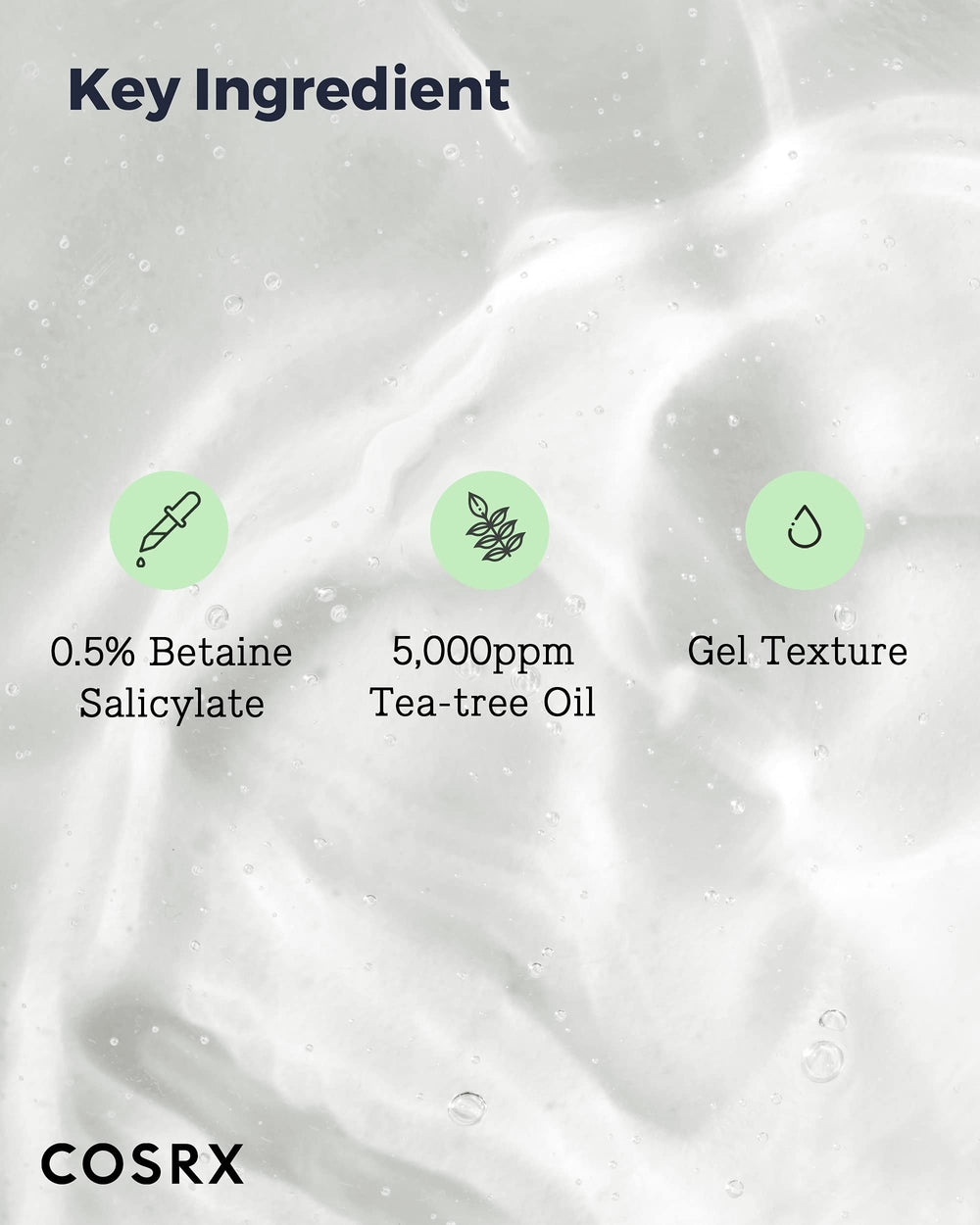 Close-up of COSRX Low pH cleanser foam showing light, refreshing texture.