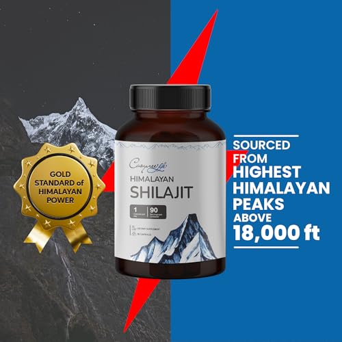 Shilajit capsules package and bottle close-up