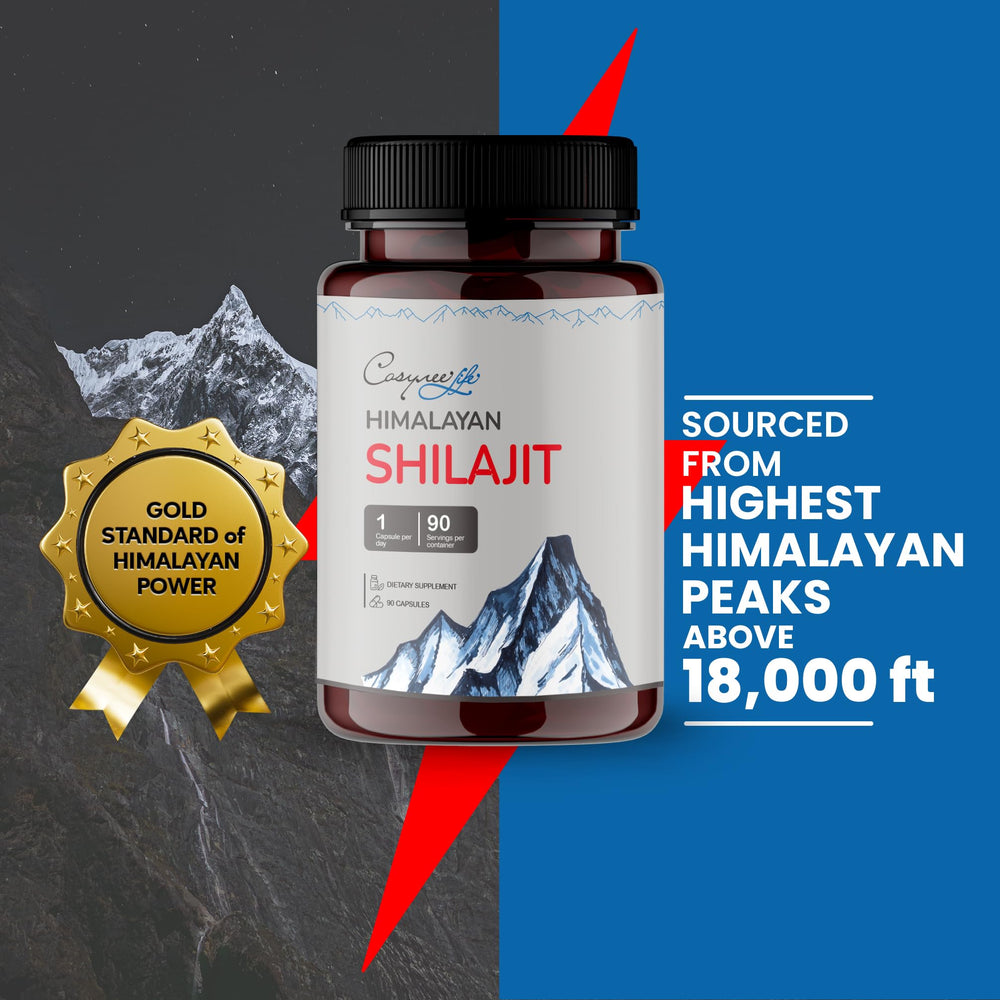 Shilajit 90 capsules bottle on wooden surface