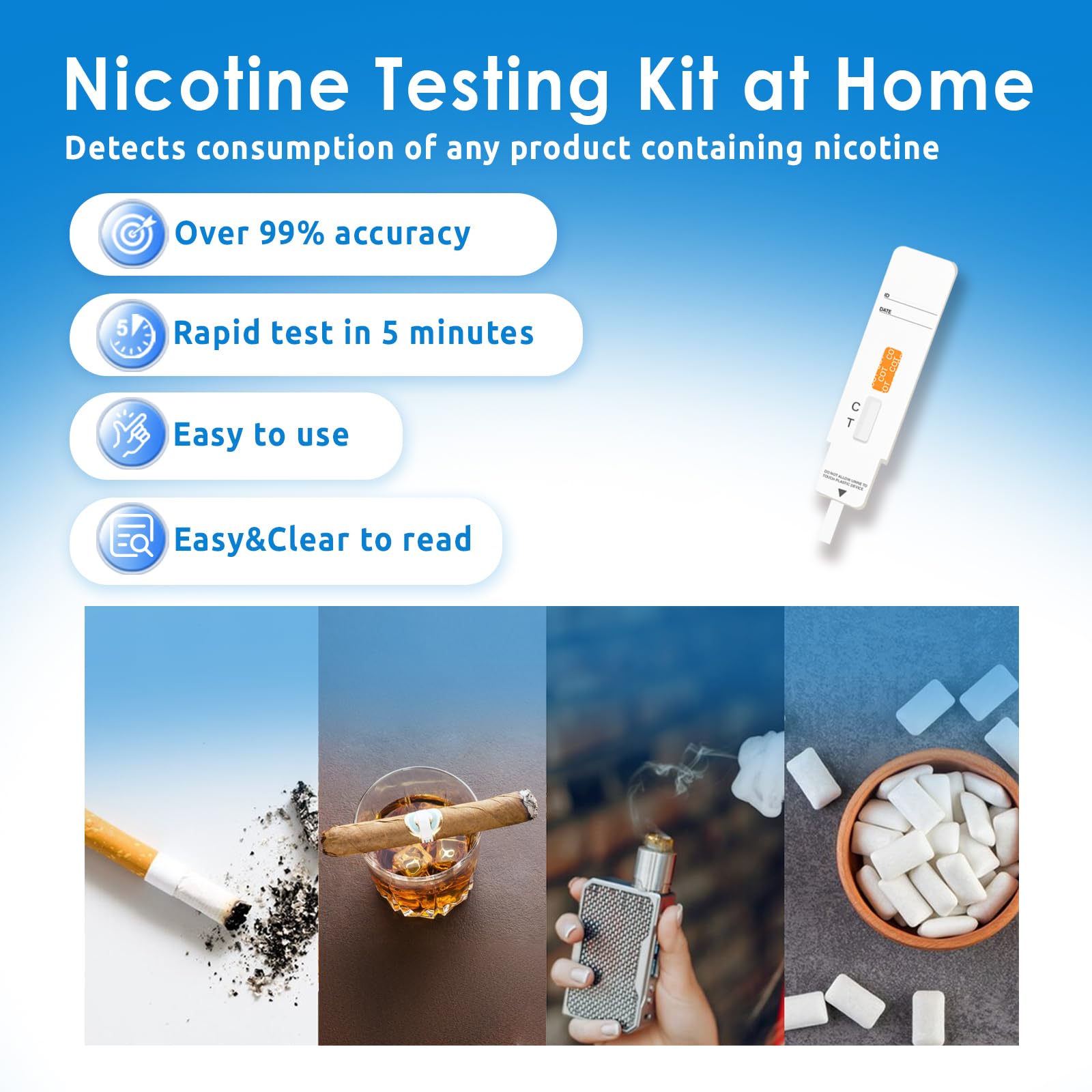 Cotinine urine test card detects tobacco and nicotine use