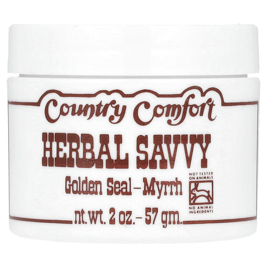 Country Comfort Herbal Savvy Goldenseal Myrrh Supplement bottle, 2 oz
