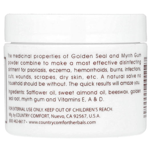 Close-up of Goldenseal and Myrrh herbal ingredients for topical use