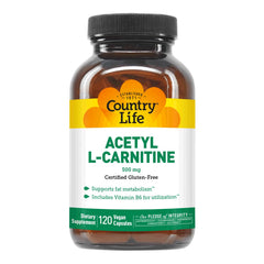 Country Life Acetyl L-Carnitine 500 mg with Vitamin B6 - 120 vegan capsules