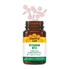 Close-up of Vitamin B12 1000 mcg label