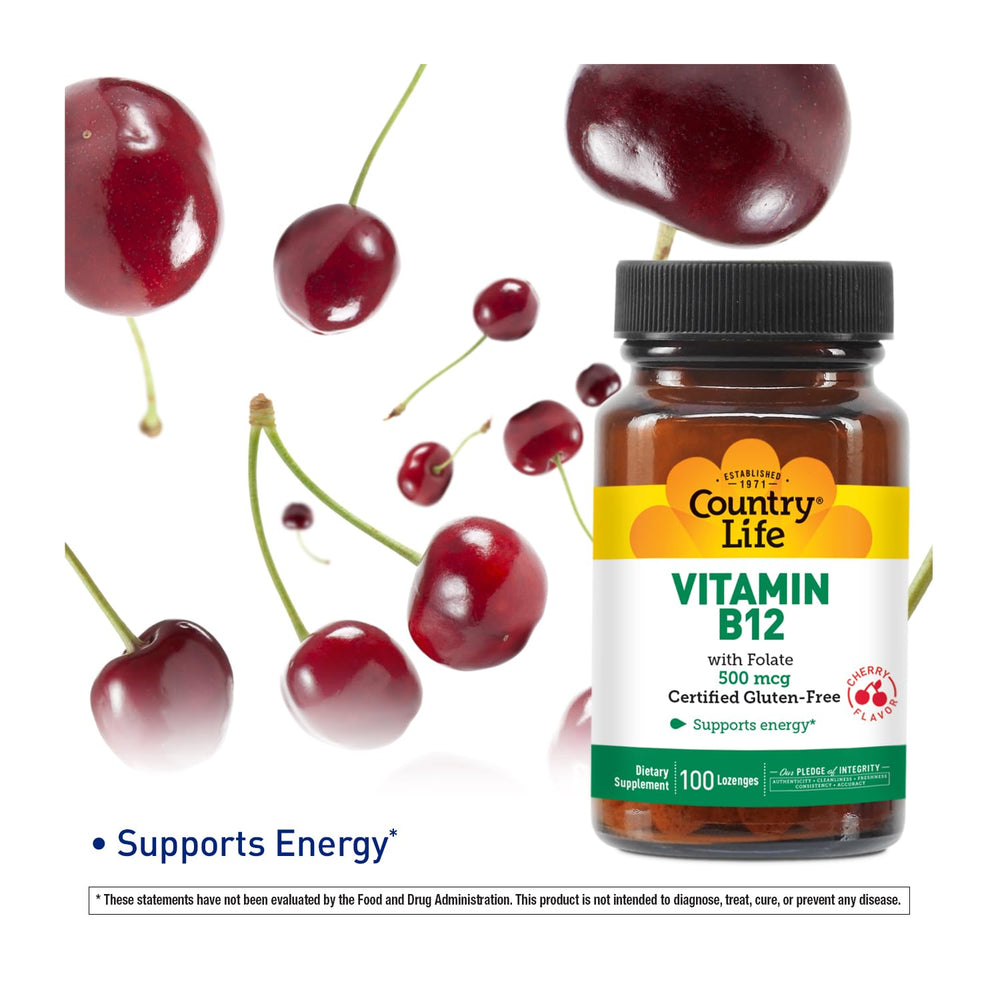 Close-up of Vitamin B12 with Folate lozenges (500mcg each)