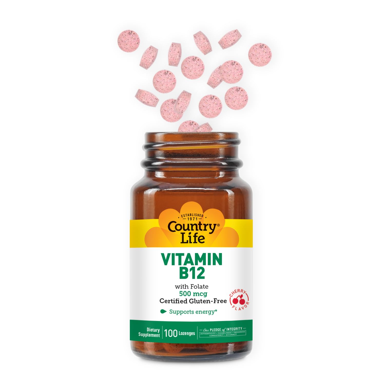 Side view of Country Life B12 with Folate 2-pack retail packaging