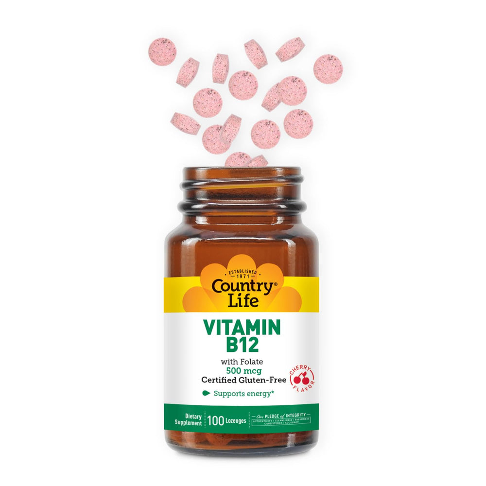 Side view of Country Life B12 with Folate 2-pack retail packaging