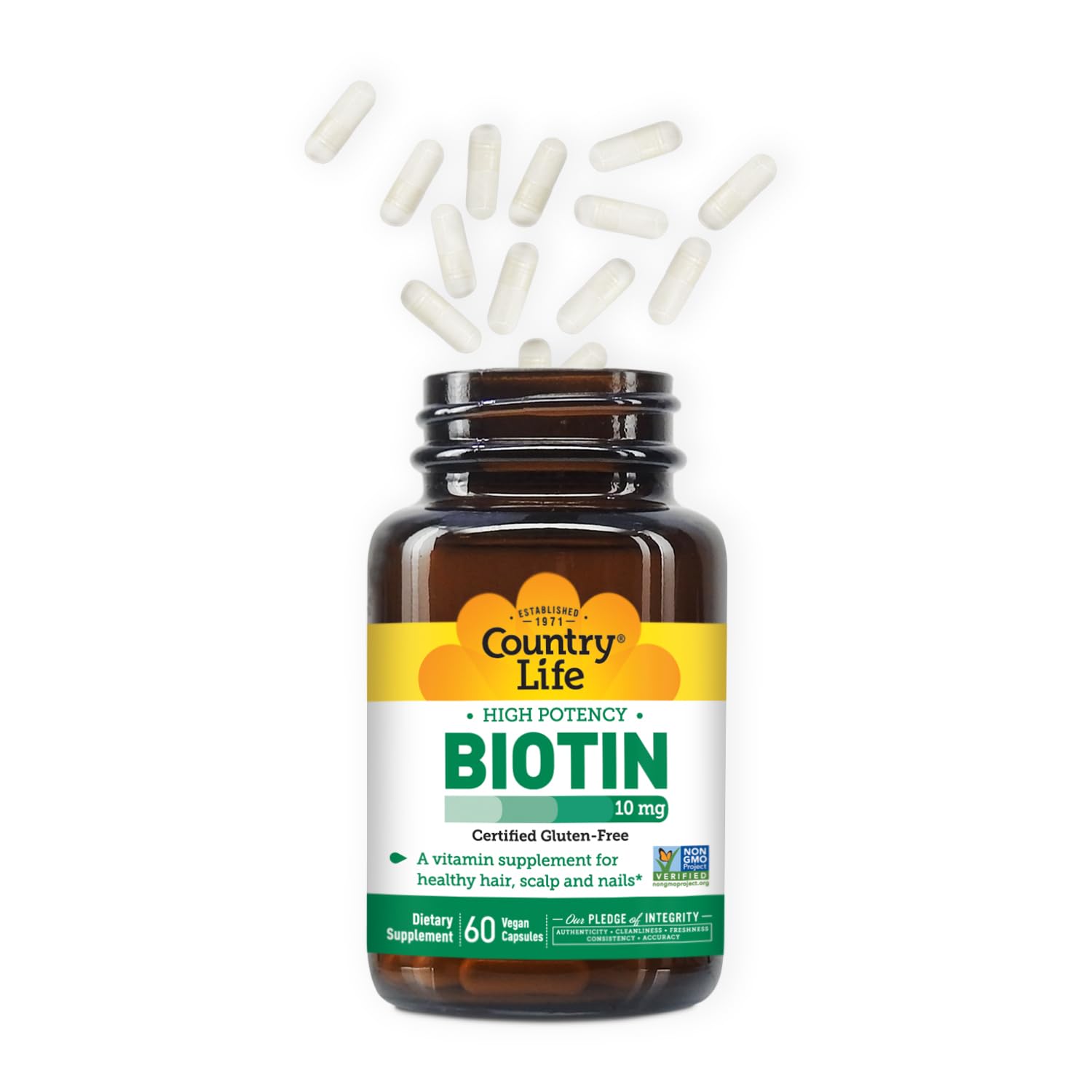 Ingredients list for Country Life Biotin 10,000 mcg supplement
