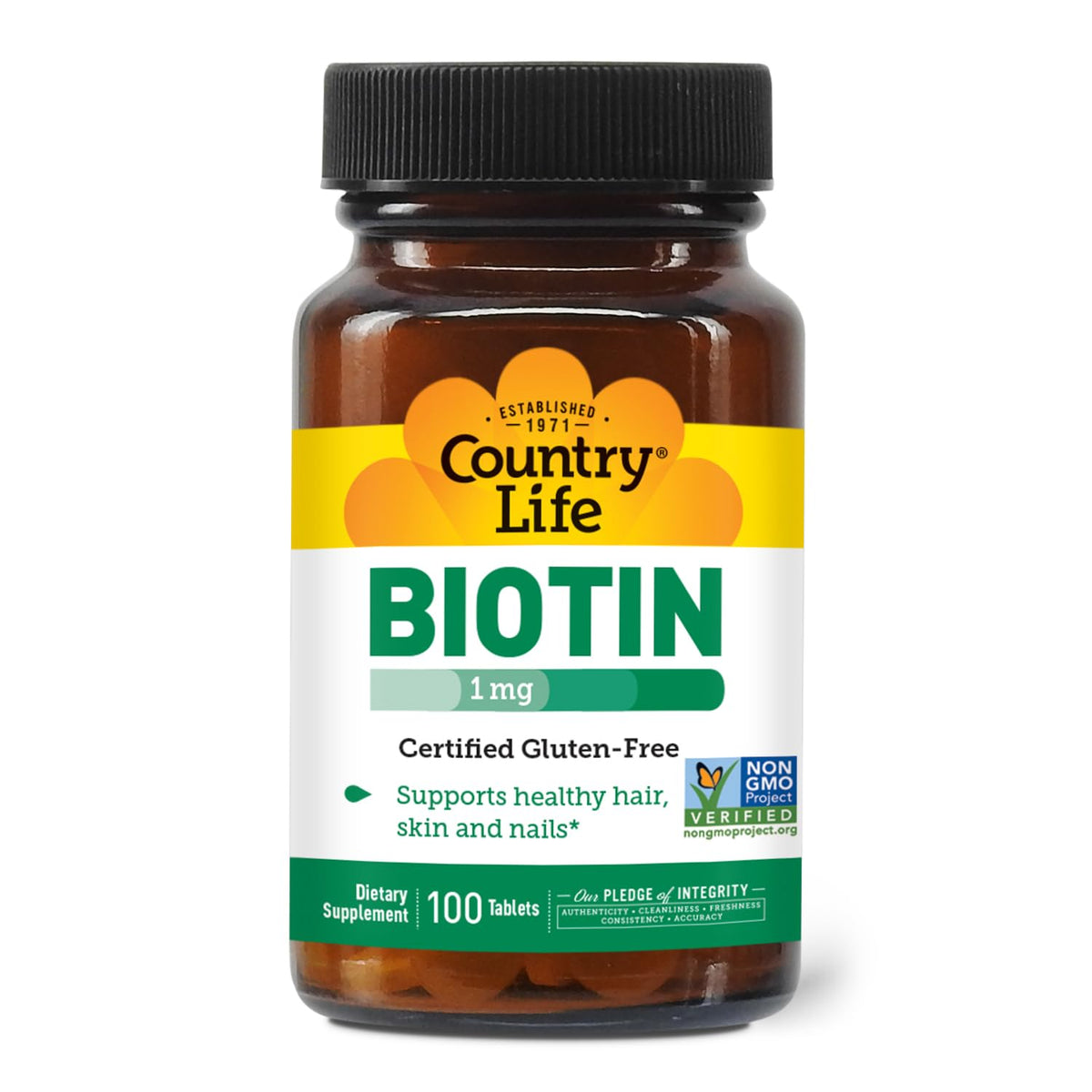 Country Life Biotin 1mg bottle label