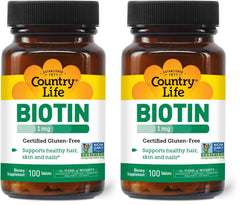 Country Life Biotin 1mg bottle, pack of 2