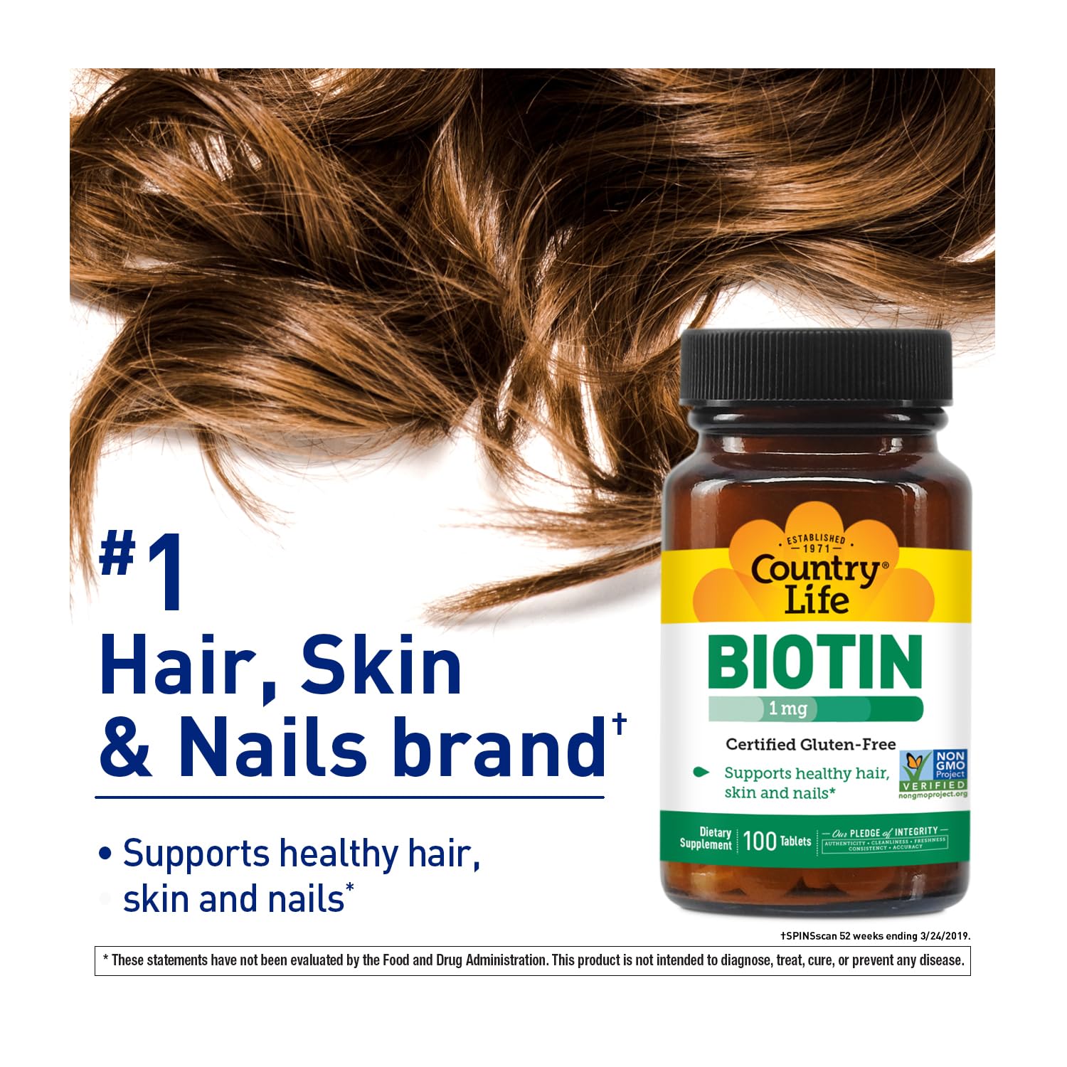 Biotin 1mg capsules with Country Life label