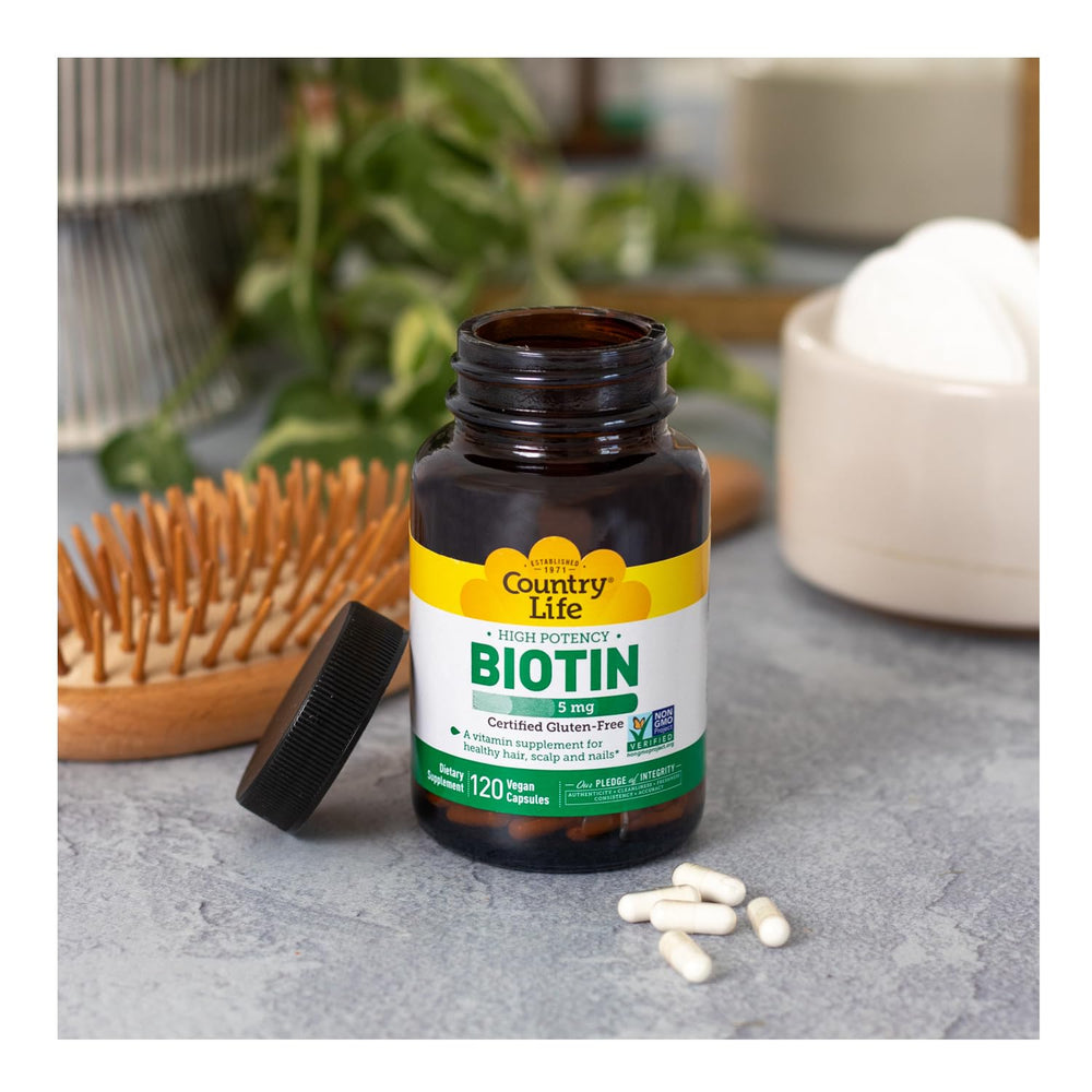 Back panel of Biotin bottle with supplement facts