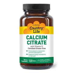 Calcium Citrate + Vitamin D supplement bottle close-up