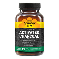 Illustration depicting digestive health support with charcoal