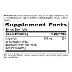 Close-up of a single 250mg magnesium tablet