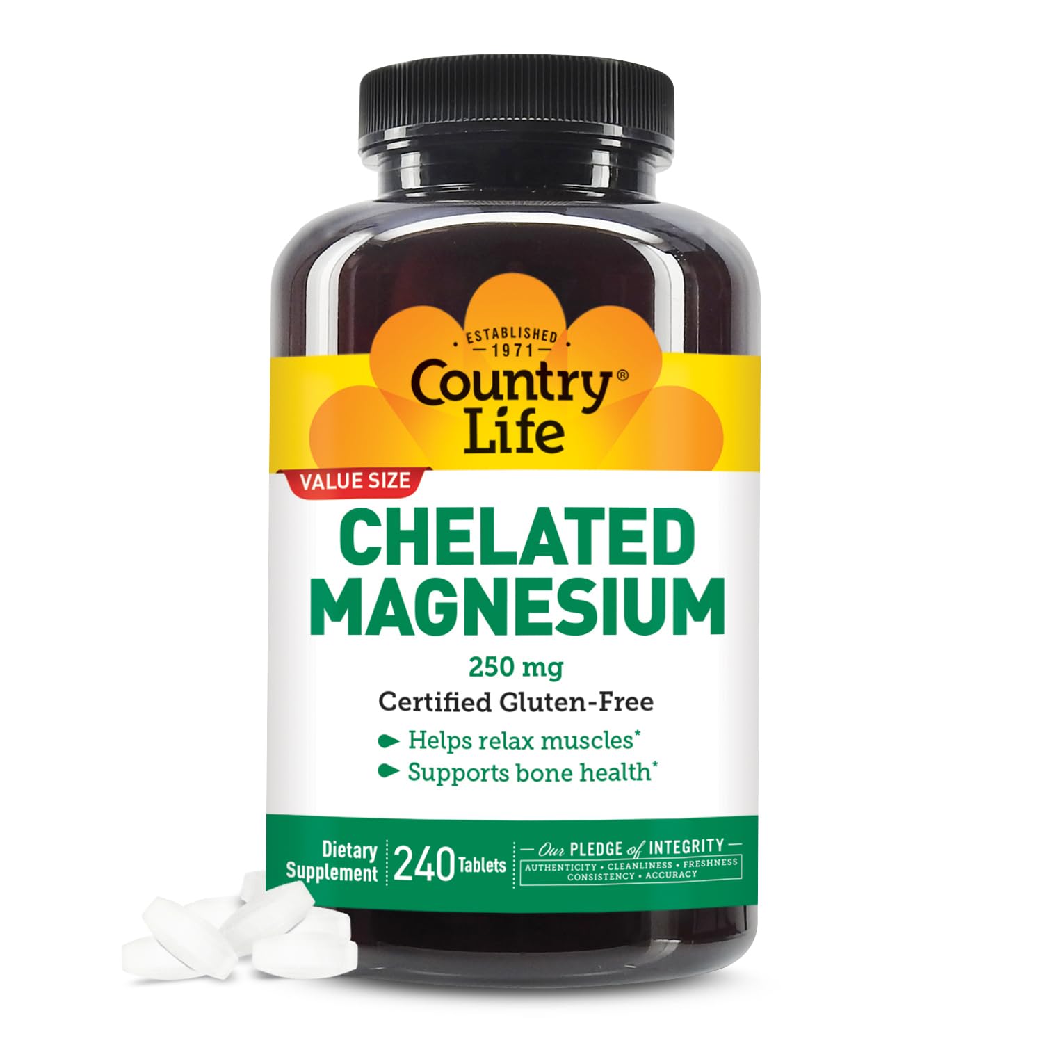 Country Life Chelated Magnesium 250mg bottle hero image