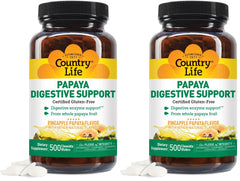Country Life Papaya Enzymes bottle front view for post-meal support.