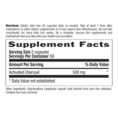 Country Life activated charcoal capsules in package, 260mg
