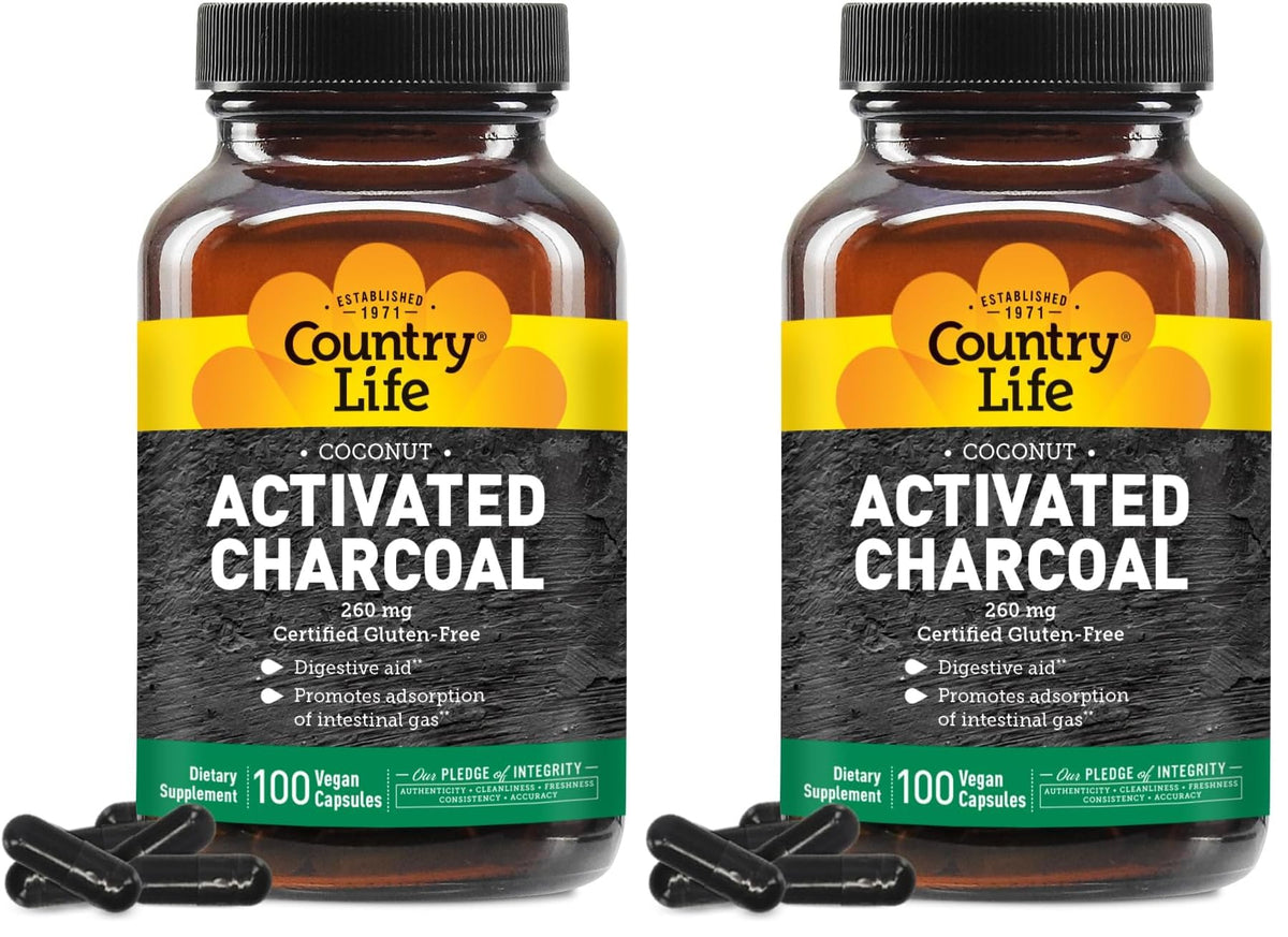 Hero image for Country Life Coconut Activated Charcoal 260mg – Pack of 2