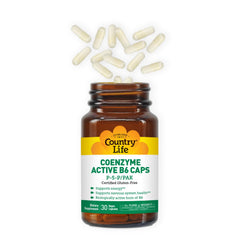 Back view of Country Life Coenzyme Active B-6 bottle showing supplement facts
