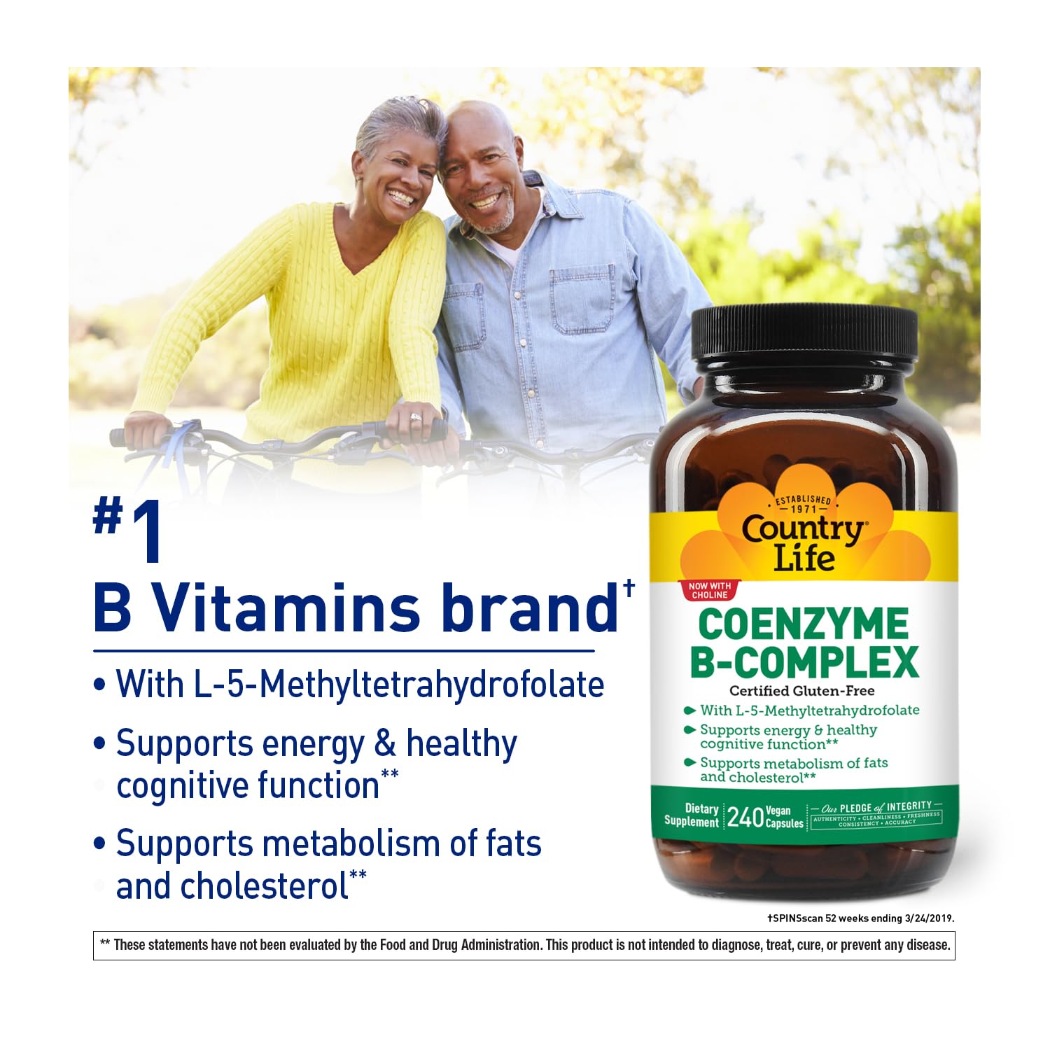 Country Life Coenzyme B-Complex vegan gluten-free certification symbol on packaging