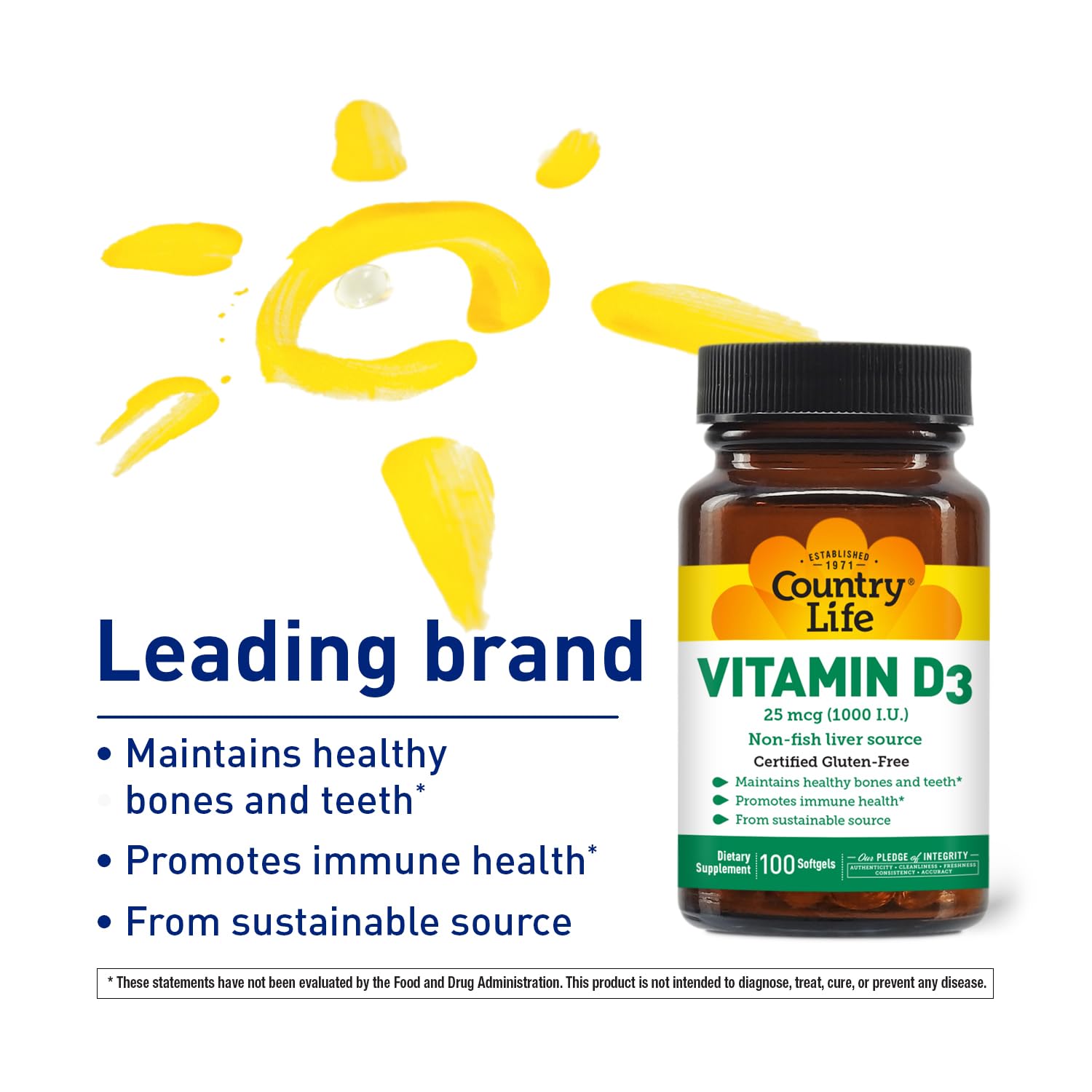 Country Life Vitamin D3 Non-Fish Softgels bottle front