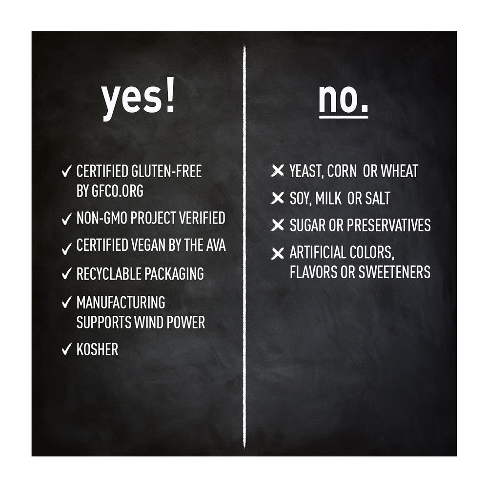 Gluten-free, vegan, and non-GMO certification icons