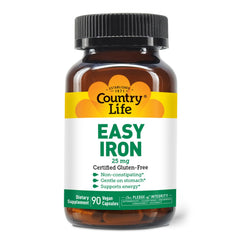Bottle front view of Country Life Easy Iron 25mg Capsules
