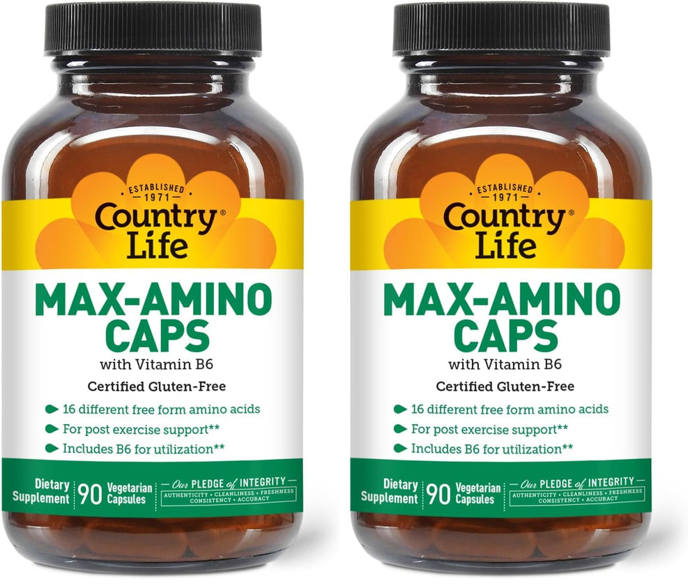 Country Life Maxi-Amino bottle front view for post-workout amino support.