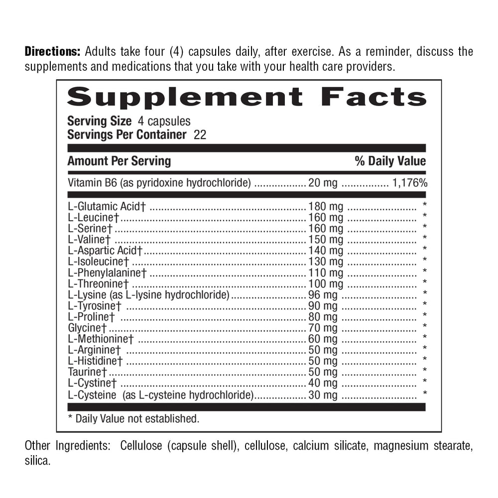 Country Life Maxi-Amino packaging with dosing guidance.