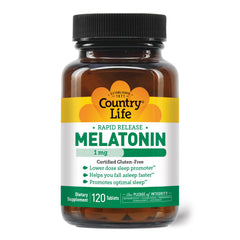 Country Life Melatonin Sleep Aid 1mg bottle with tablets
