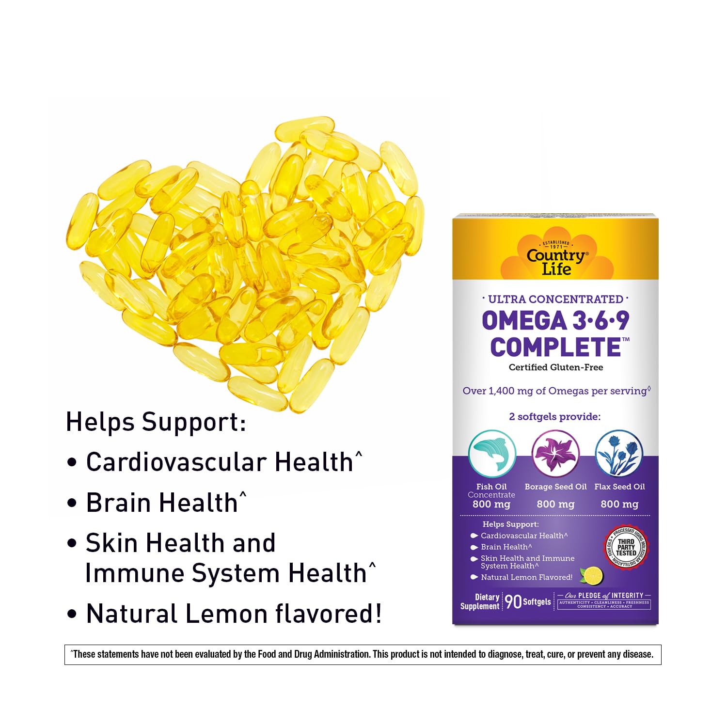 Nutrition label of Country Life Omega 3-6-9 Complete