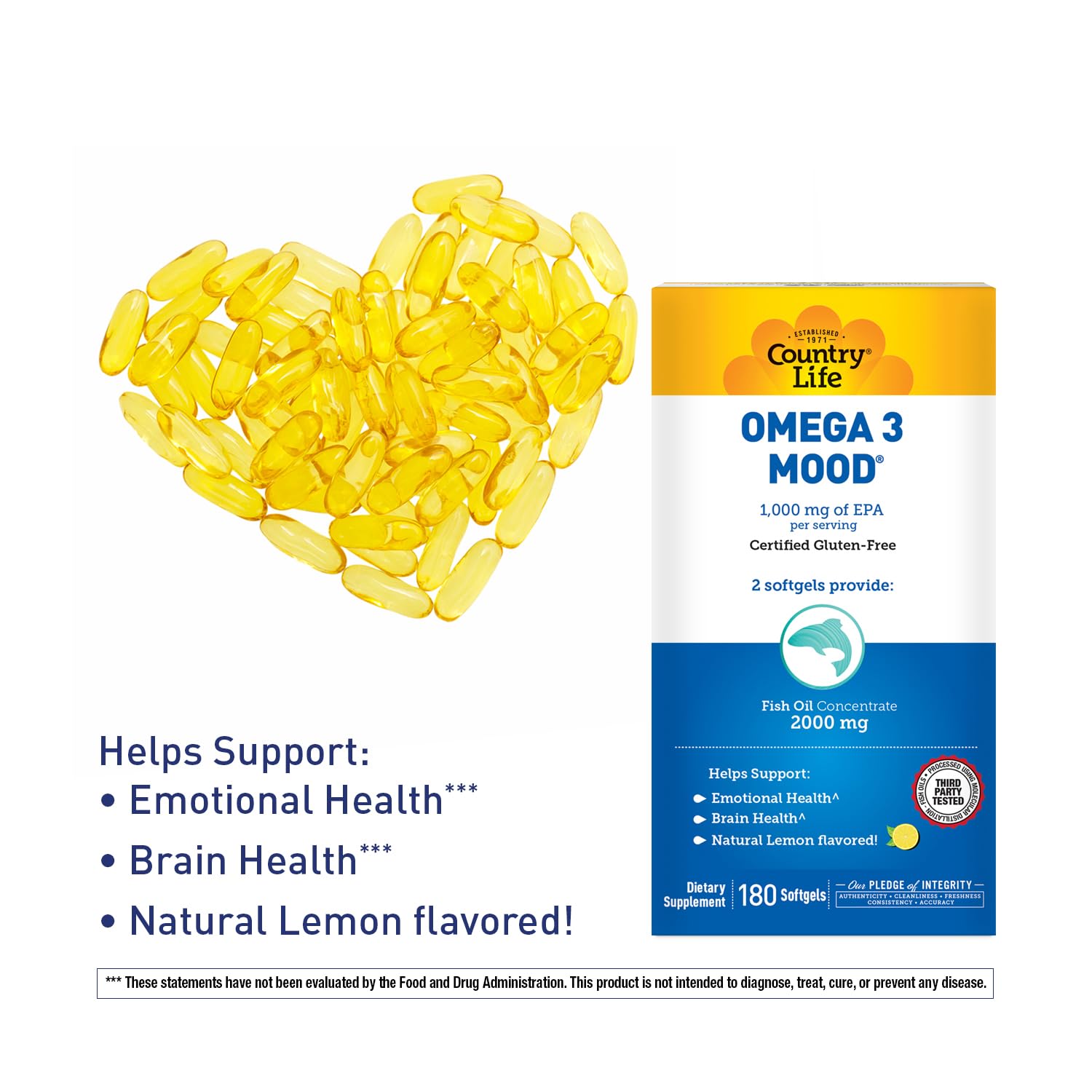 Label showing 2000mg fish oil, 1000mg EPA and 150mg DHA