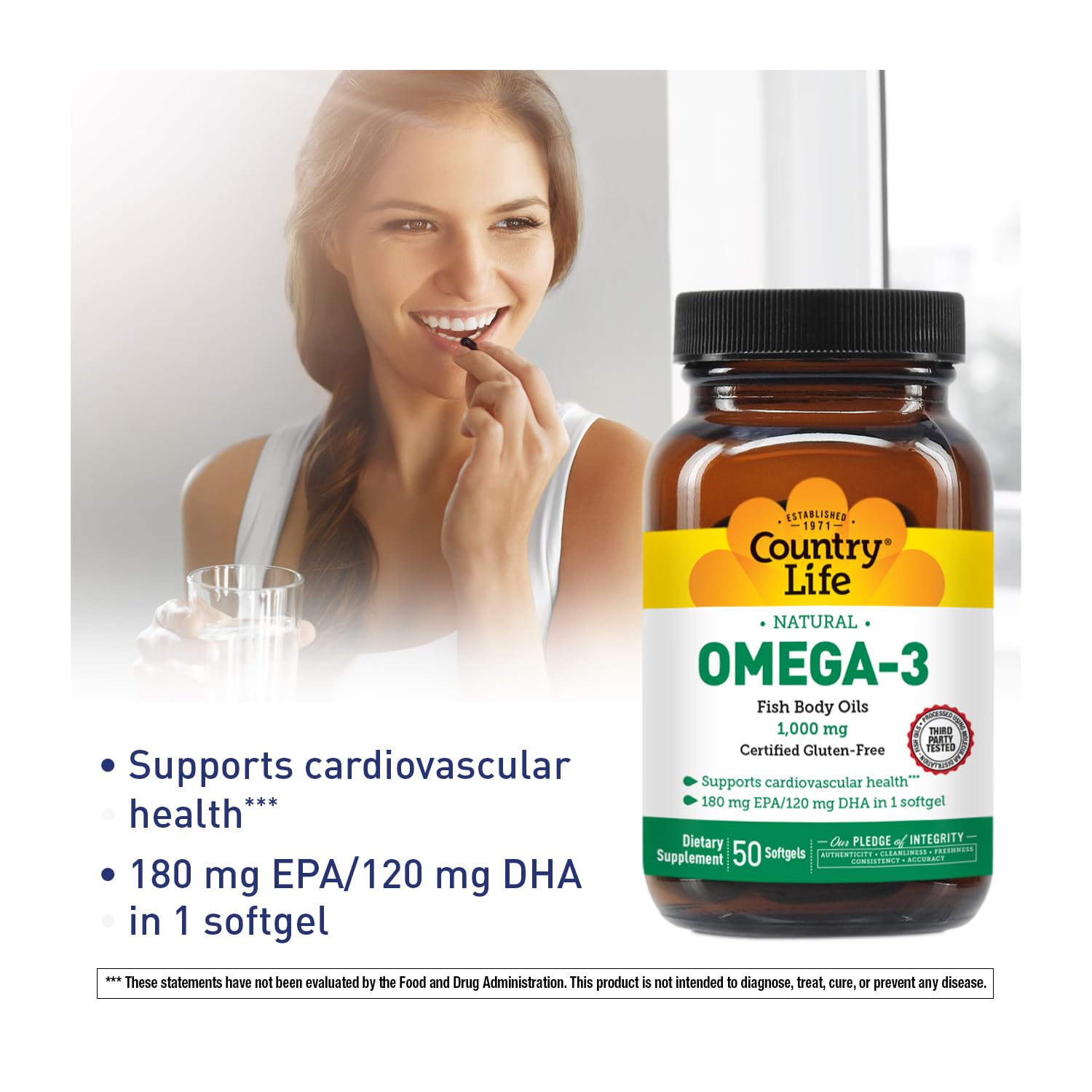 Close-up of burpless omega-3 fish oil softgels